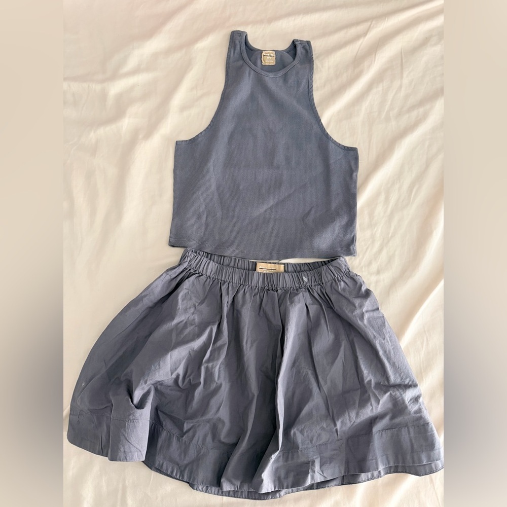 Free people gray mini skirt tank set nwot Xs